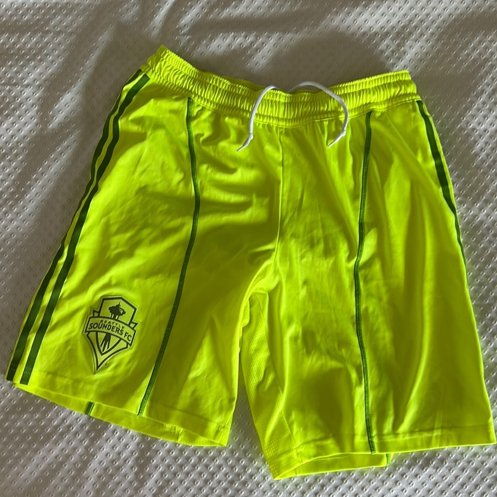 Seattle Sounders neon green special kit shorts.